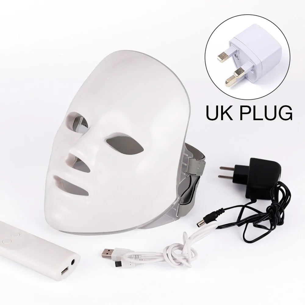 GlowCura™ 7-Color LED Light Therapy Mask – Wireless Facial Rejuvenation Device